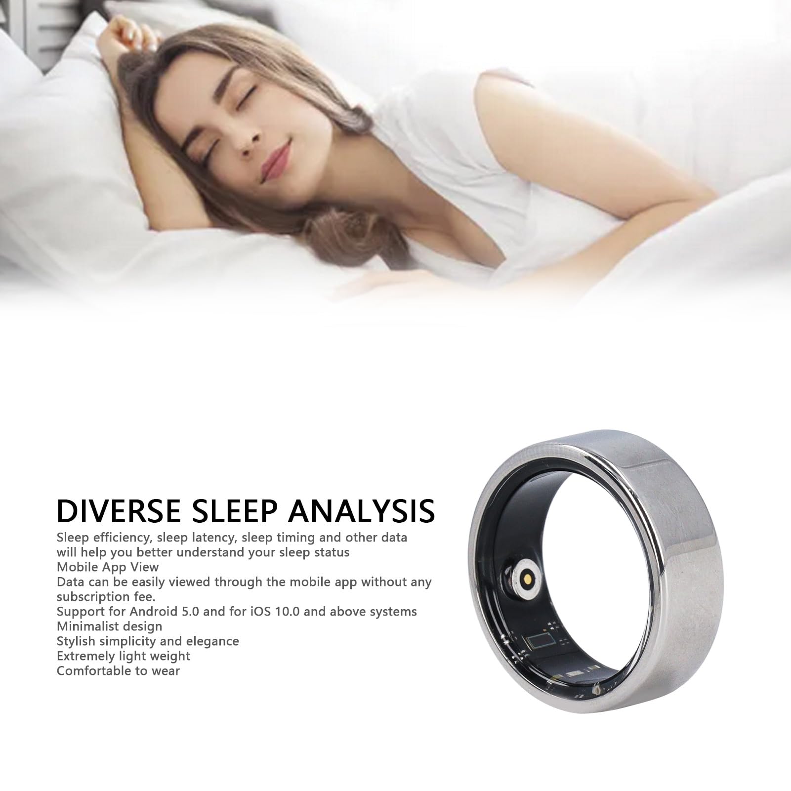 Cuifati Smart Ring, Exercise Tracking, Detailed Data, Sleep Analysis, Mobile App View, Innovative Wearable Product, with Charging Cable, for All Fitness Enthusiasts (#11)