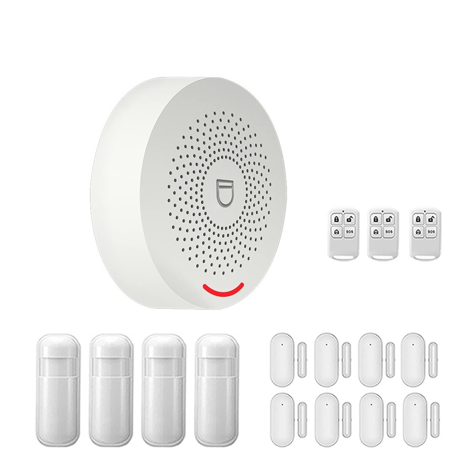 Sistema di Allarme di Sicurezza Domestica, Tuya di Allarme Domestico Wireless 433 MHz Sicurezza antifurto Smart Home App Rilevatore Movimento del sensore della Finestra Porta(J)