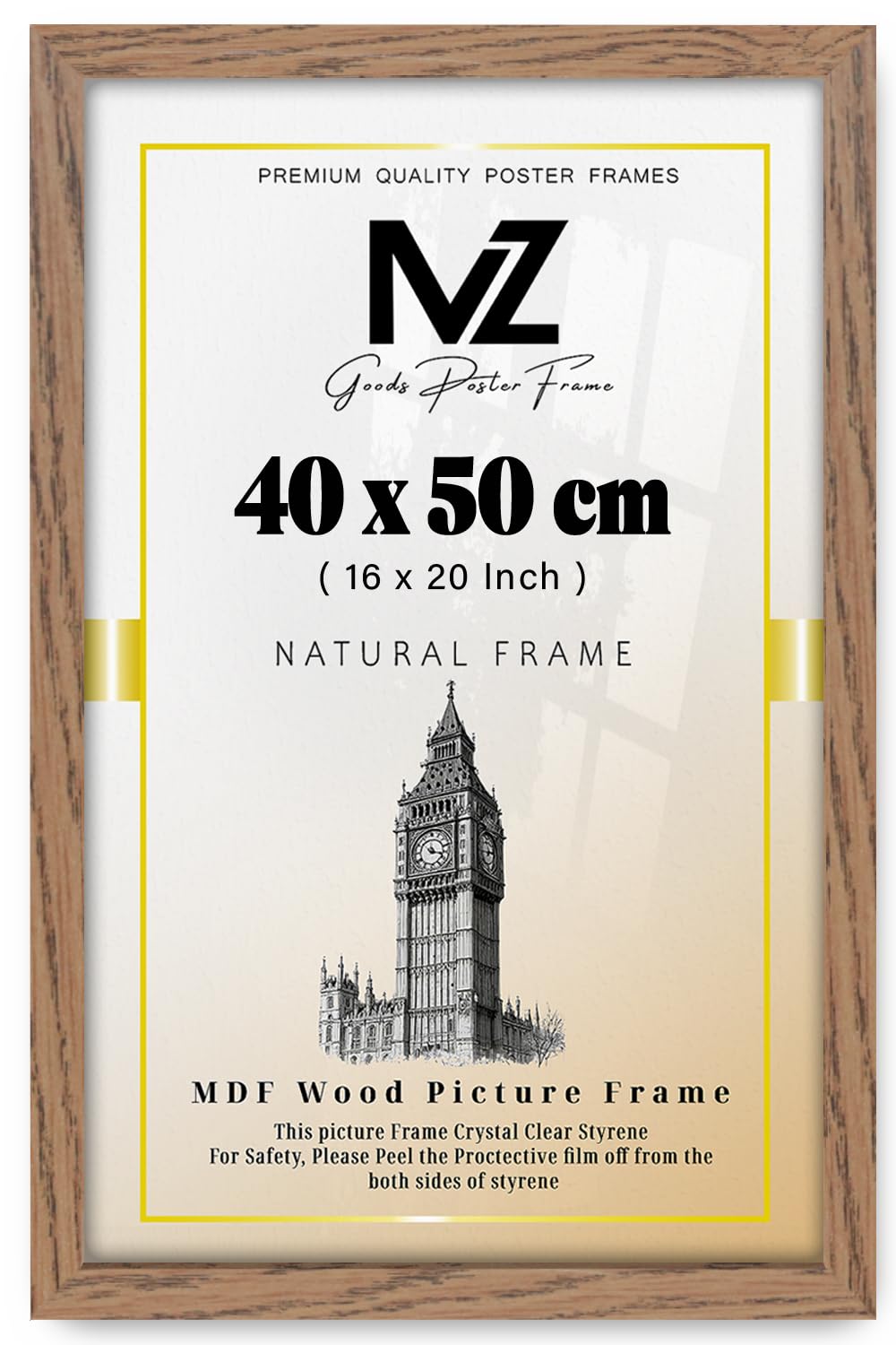 Mz Goods Dark Oak | Modern 16 X 20 Inch Poster Frame - 400 X 500 Mm Engineered Wood | Easy Installation With Clips & Hangers (40 X 50 Cm) [ ]