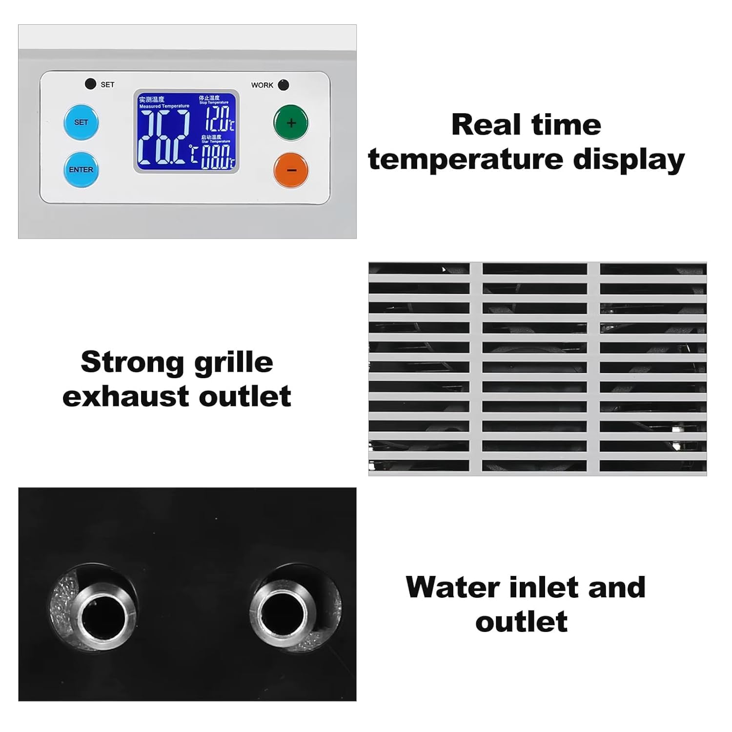 Qcwwy Aquarium Chiller Smart Electric Water Water Chiller ABS Assicatore di Riscaldamento di Raffreddamento 20L 70W (Spina Europea Pompa Spina UE 220V)
