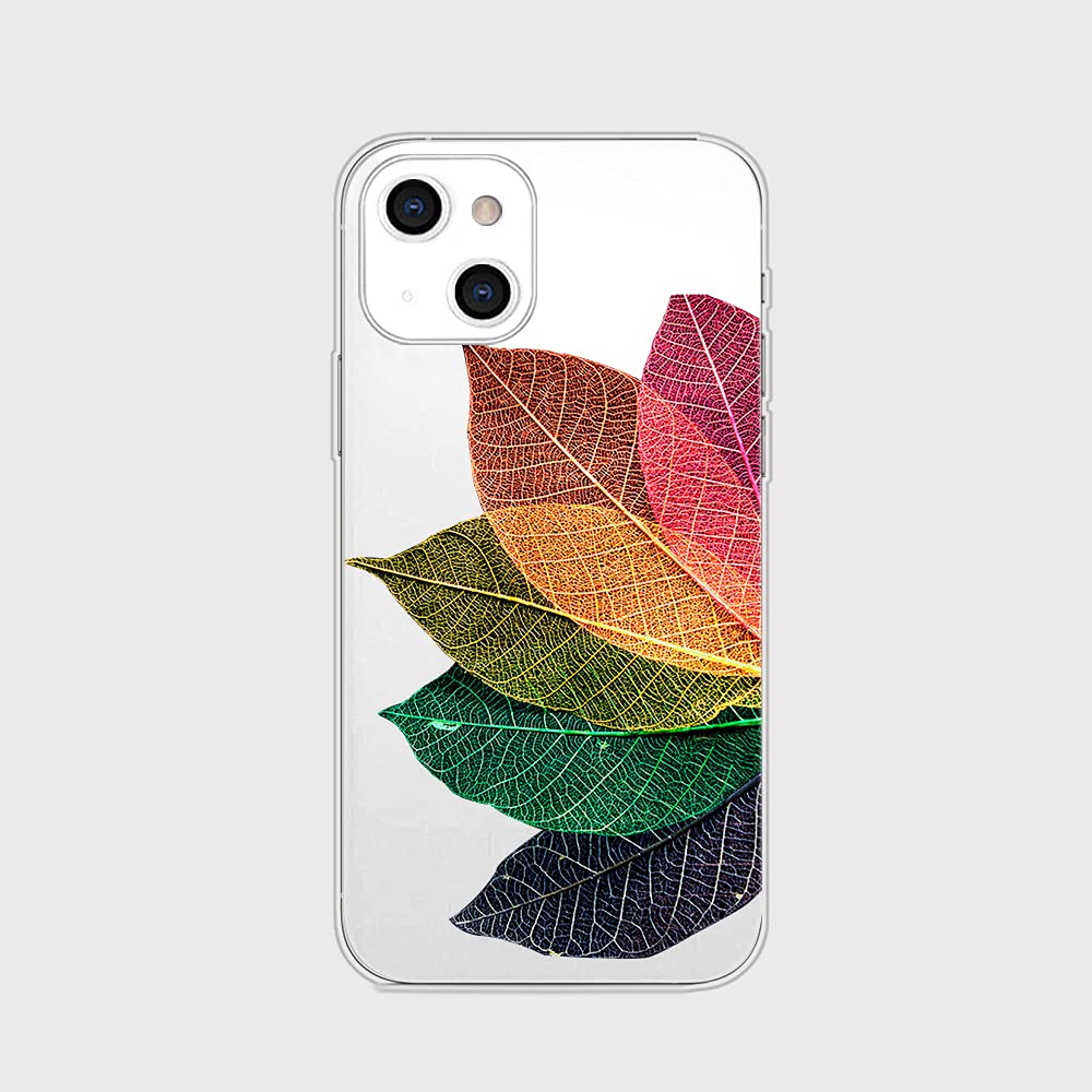 Coque iPhone 13 anti-rayures évitez les bris d'écran avec cette coque TPU feuilles transparentes