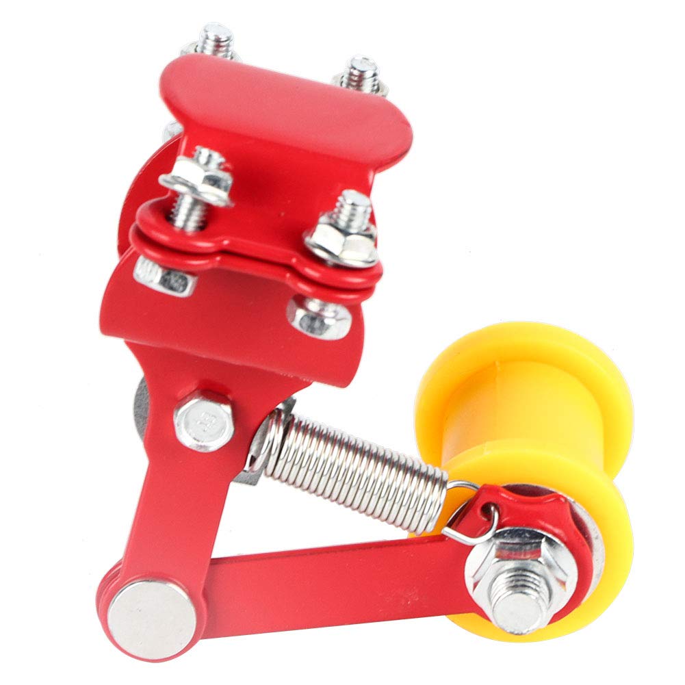 Acouto Perno de Ajuste de Cadena de Motocicleta Universal Tensor de Cadena de Motocicleta Redondo de Hierro y Plástico Negro Ajuste de Holgura de Automática de Rueda de 3,3 Cm para la Mayoría de
