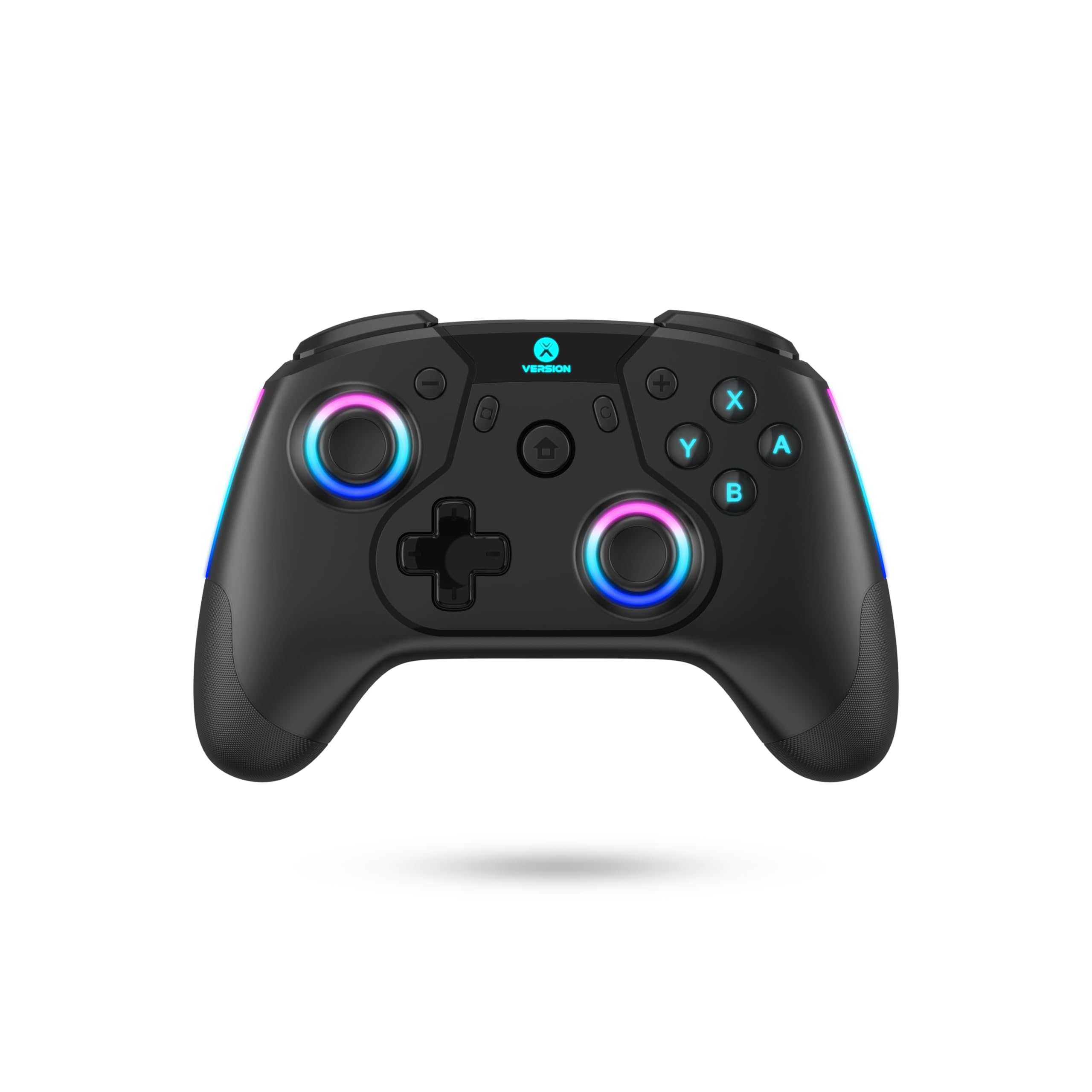 XVersion Switch Pro Controller, 6-Axis Gyro Wireless Controller for Switch/IOS/Android/PC/Steam Deck Gaming Consoles, Switch Controller with RGB Lights, TURBO, Programmable Buttons & Auto Sleep -Black