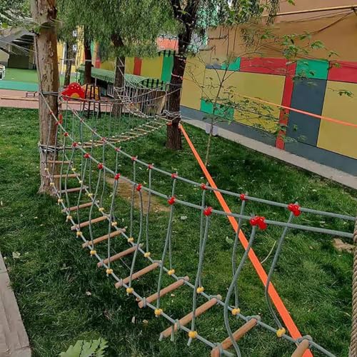 Ponte da Esterno per Asilo Nido, Attrezzatura Sportiva per Bambini, Ponte in Legno massello, Ponte di Equilibrio, Ponte da Arrampicata, Giocattoli