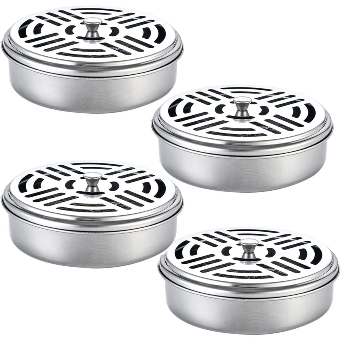 Hintyne Incense Holder Stainless Steel Holder for Mosquito Coils, Portable Mosquito Spiral Box, Sandalwood Incense Stick, Coil (Pack of 4)