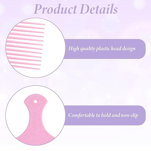 Miniatura 3 de Púas de pelo para mujer, 3 piezas, peine de plástico con dientes anchos afro para mujeres, herramientas de peinado rizado (color macarrón)