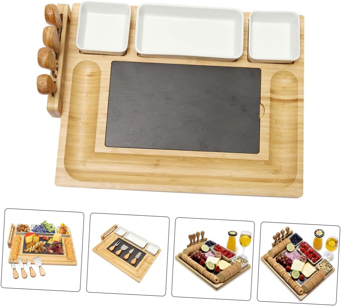 Elegant Cheese Board Bamboo Cutting Board Cheese Chopping Accessories for Parties for Family Friends