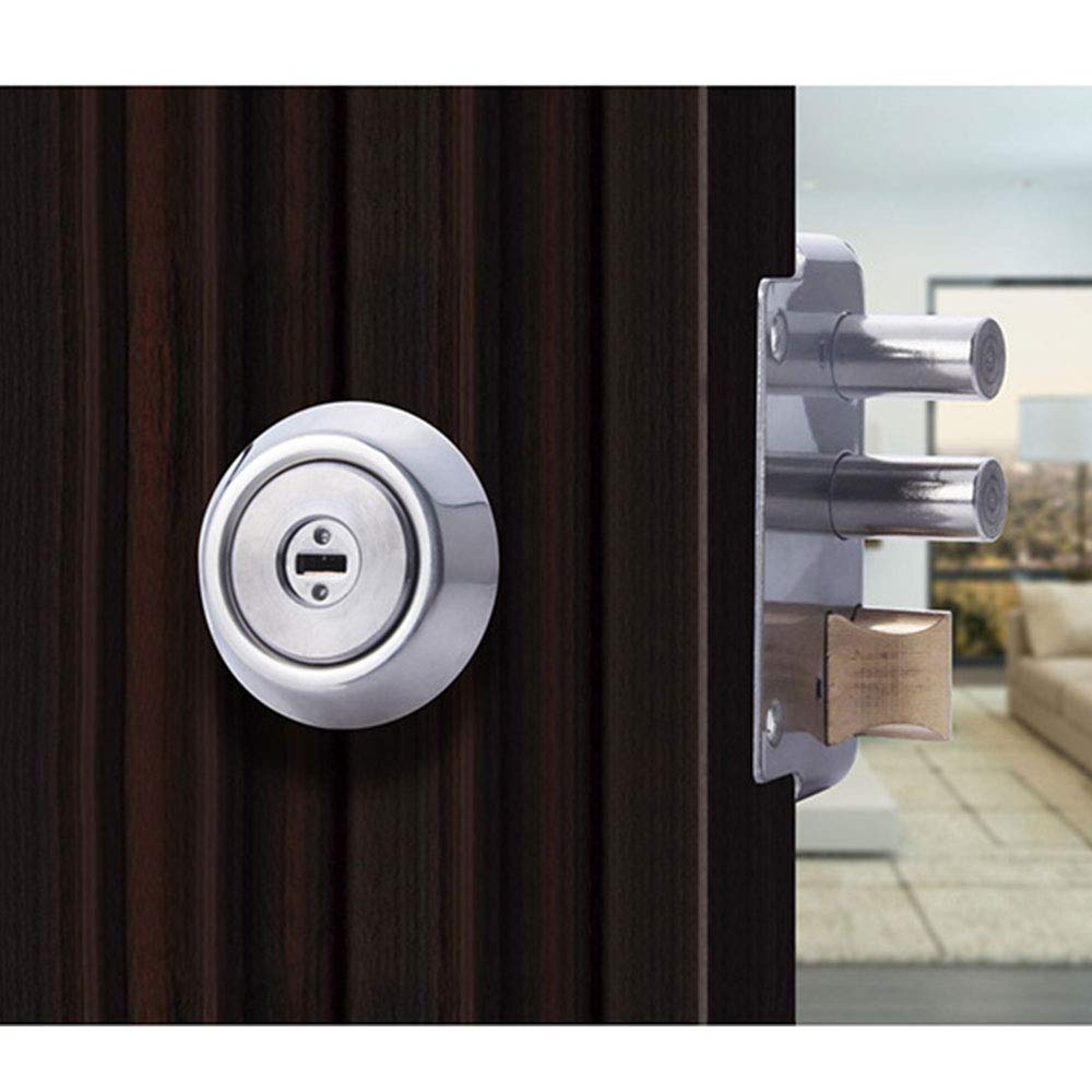 Serrure de porte extérieure en acier inoxydable avec clés, double cylindre, dispositif de sécurité antivol pour la maison, le bureau, l'usine (ouverture à gauche, sans côté)