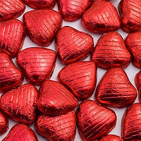 Red Foil Wrapped Milk Chocolate Hearts Wedding Party Table Favours - 100 Pack Cover