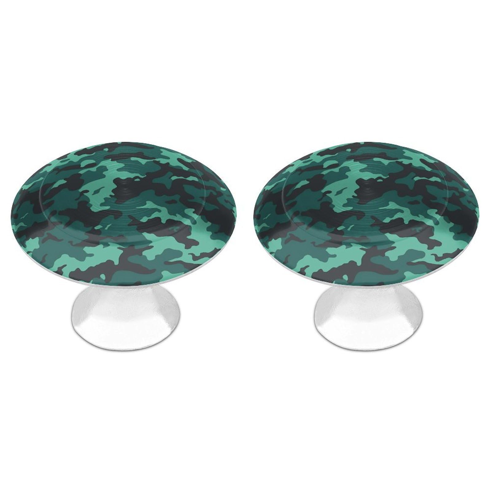 FekiLoot Teal Camouflage Cabinet Knobs Personality Stainless Steel Round Drawer Handles Circle Modern Cabinet Handles Drawer Knobs for Kitchen Dresser Bathroom Cupboard Furniture