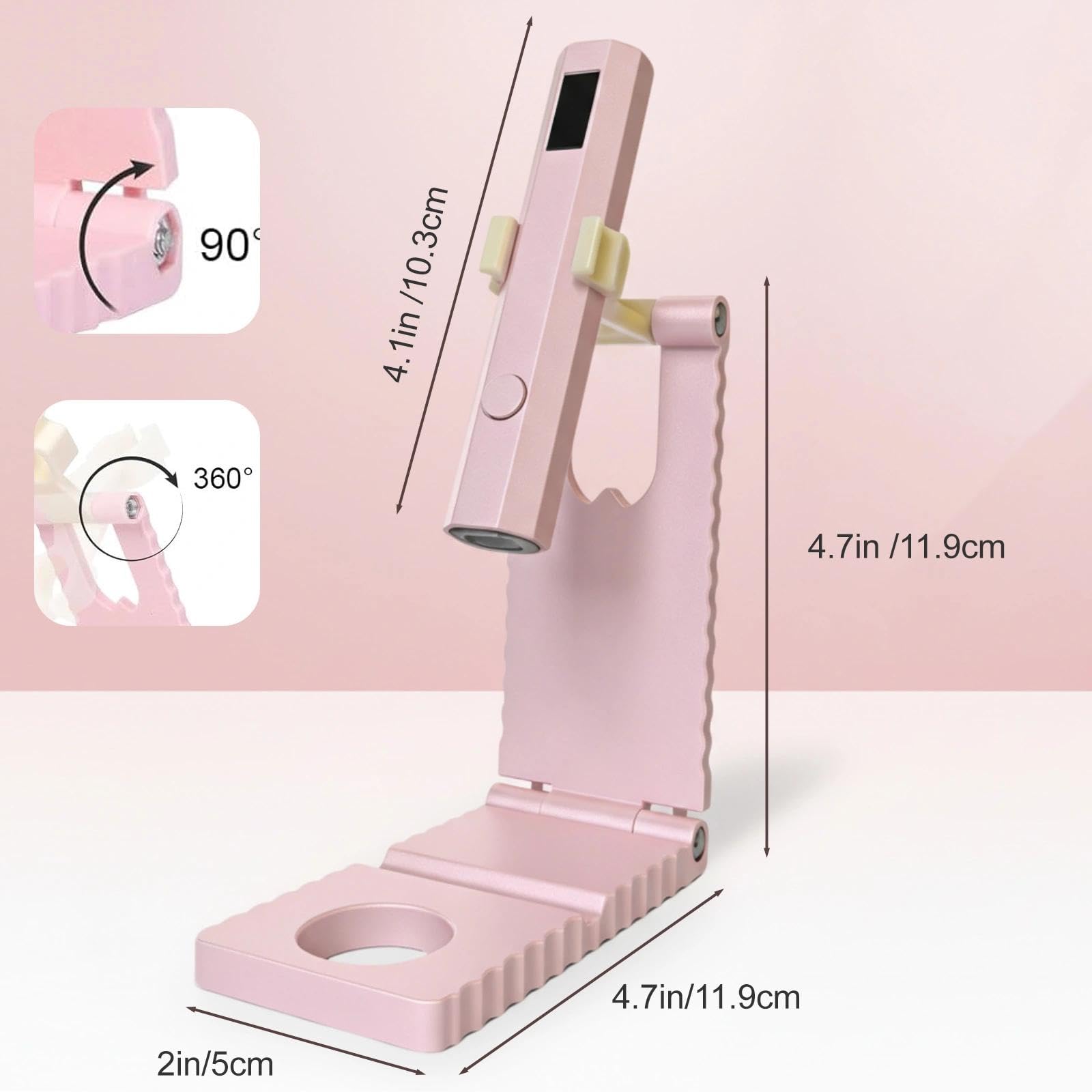 Lampada UV Portatile per Smalto,Mini Lampada UV LED Unghie, Lampada per Unghie Senza Fili 3W Asciuga Unghie Sciugatura Rapida con Supporto per Asciuga Unghie Salone di Casa, Rosa