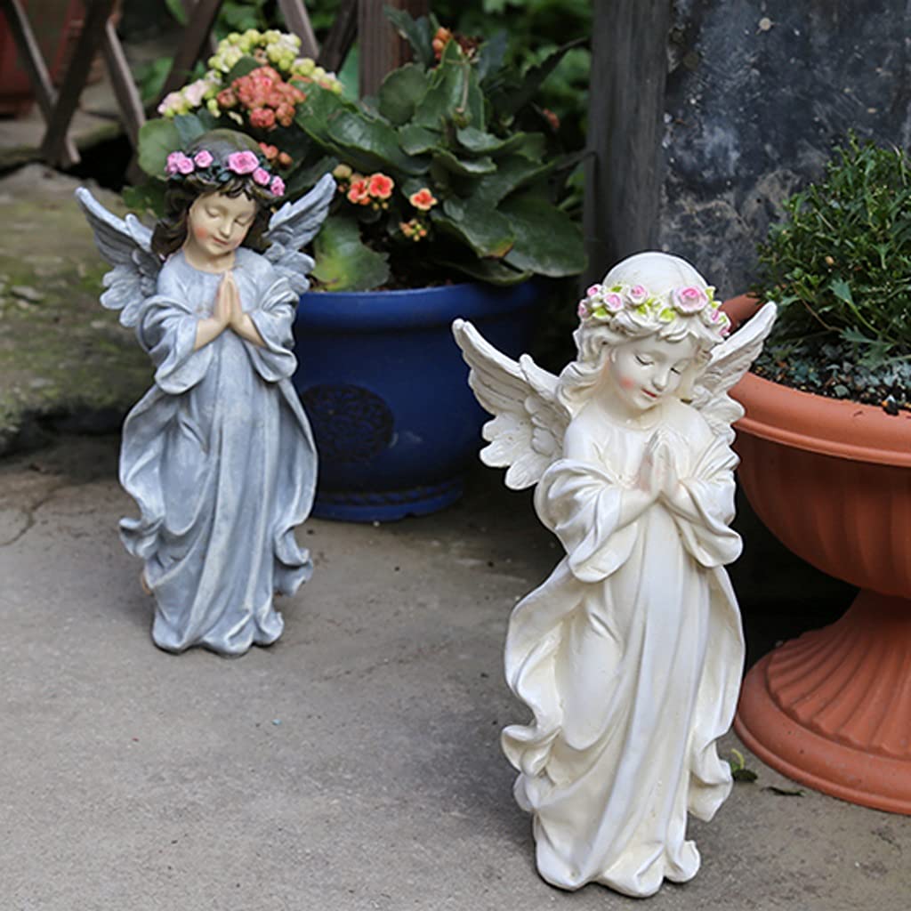 Kartka z życzeniami Ogród Mały Anioł Statua Dekoracja Dziedziniec Ogrodnictwo Żywica Figurka Dekoracyjne Ozdoby, Używany do dekoracji trawnika/tarasu/korytarza Mapa wakacyjna (Kolor: A)