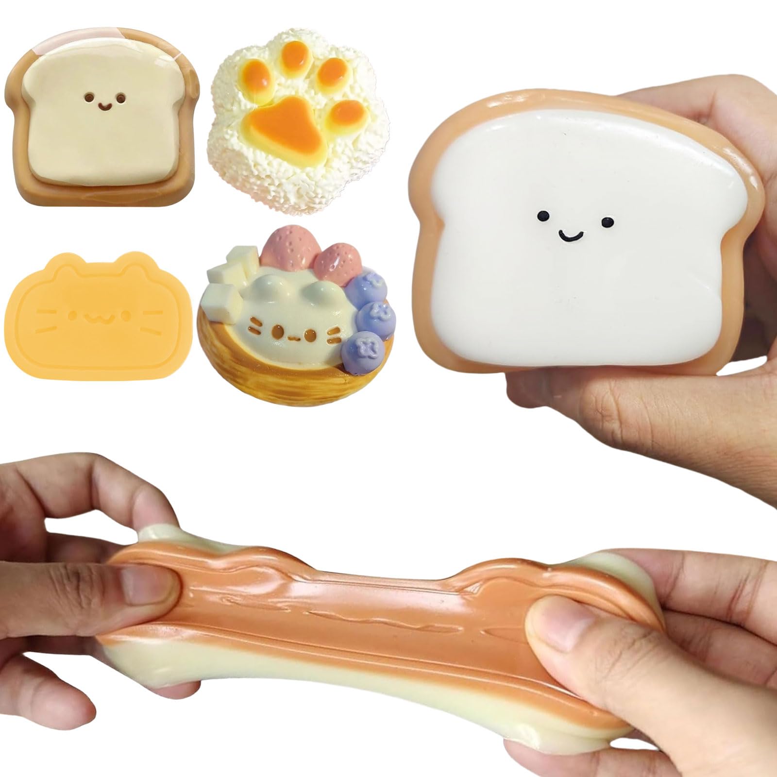 SSKHE 4Pcs Taba Squishy Set,Strawberry + Hamster + Cat Paw + Hamster+ Oreo , Fufu Squishy Squeeze Toy Squishes Kit for Stress Relief Sensory Play Fidget Gifts for Children or Adults (Style A) - Image 3