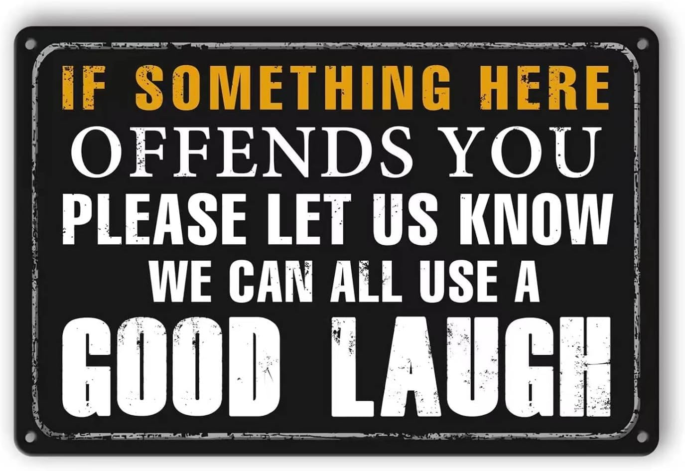 SMAZDFXX Funny Bar Sign If Something Here Offends You Please Let Us Know We Can All Use A Good Laugh Vintage Metal Tin Signs Man Cave Decor For Home Bar Garage Accessories 8"x12"
