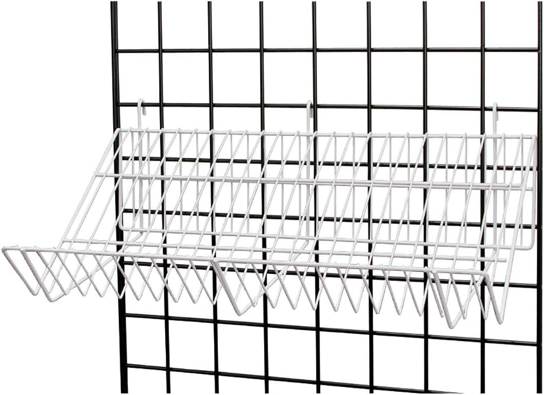 24 x 12 x 6 inch White Downslope Shelf With 4 Inch Slanted Front Lip - For Wire Grid