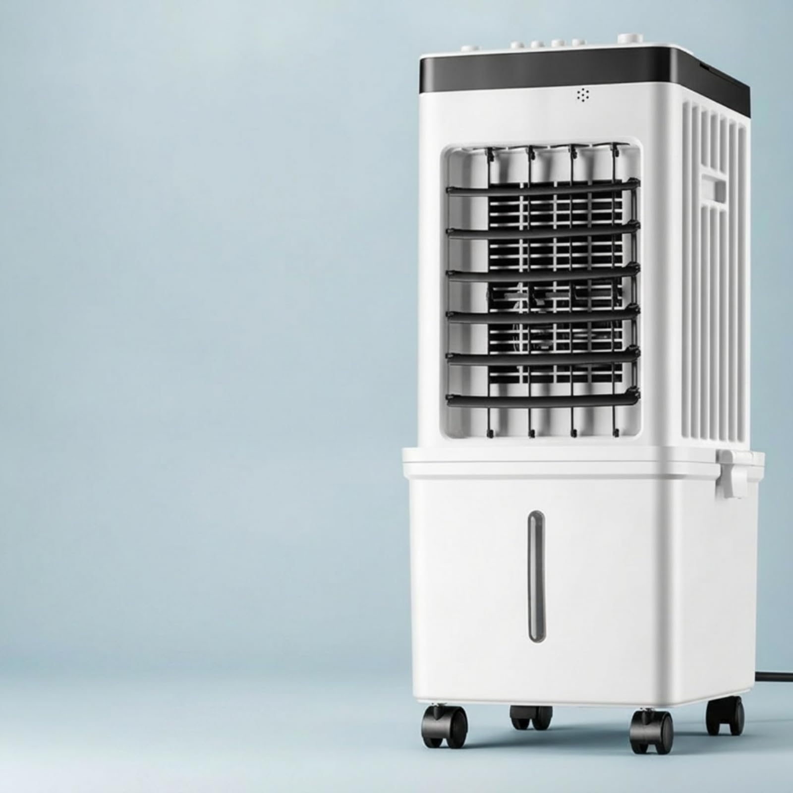 LOVIVER Ventilador de Refrigeración para Hogar de Pie de Aire Climatizador Ventilador Portátil con Rejilla Frontal y Depósito Inferior Adecuado para Apartamento Oficina Sala de Estudio
