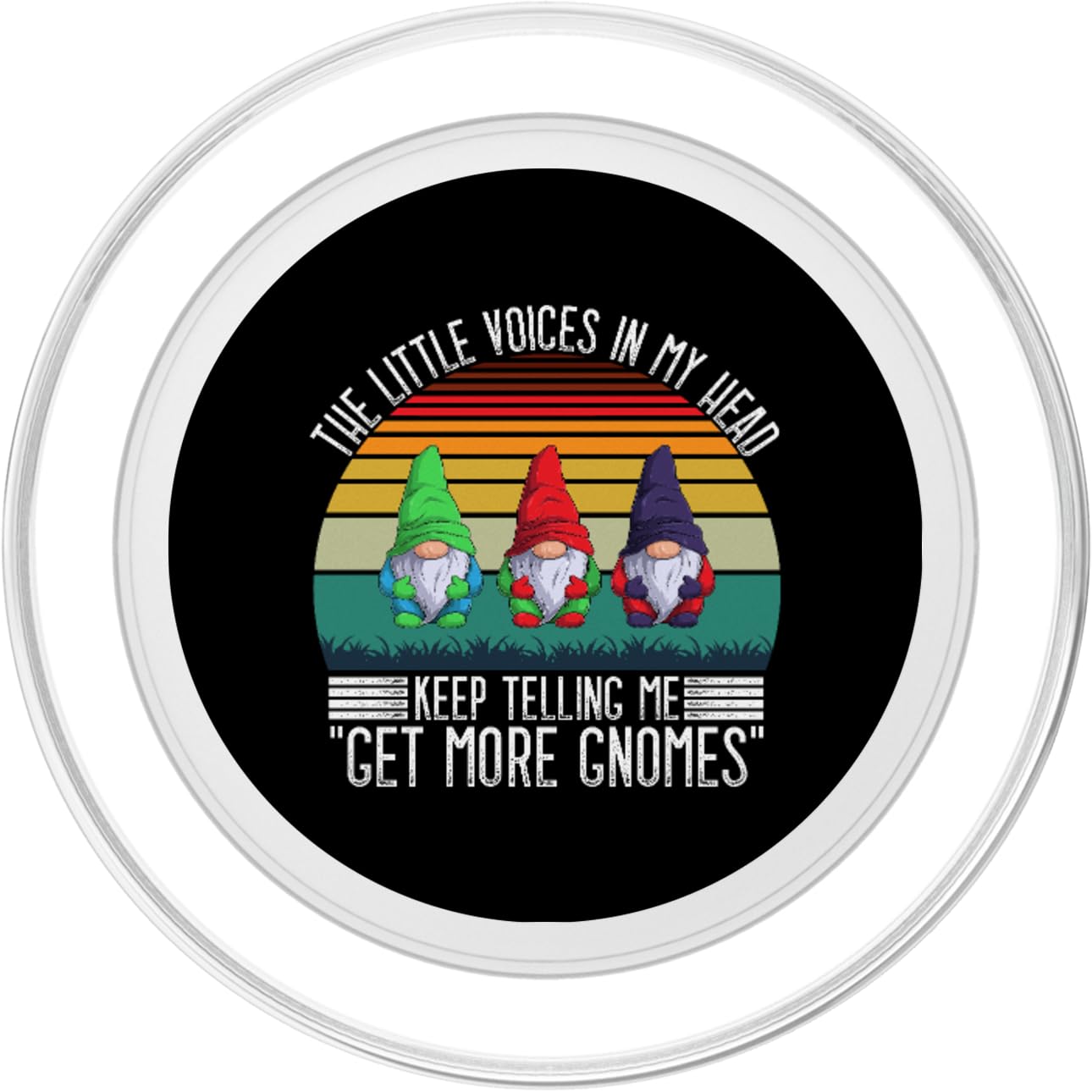 The Little Voices In My Head Keep Telling Me Get More Gnomes PopSockets PopGrip for MagSafe, Clear - Image 2
