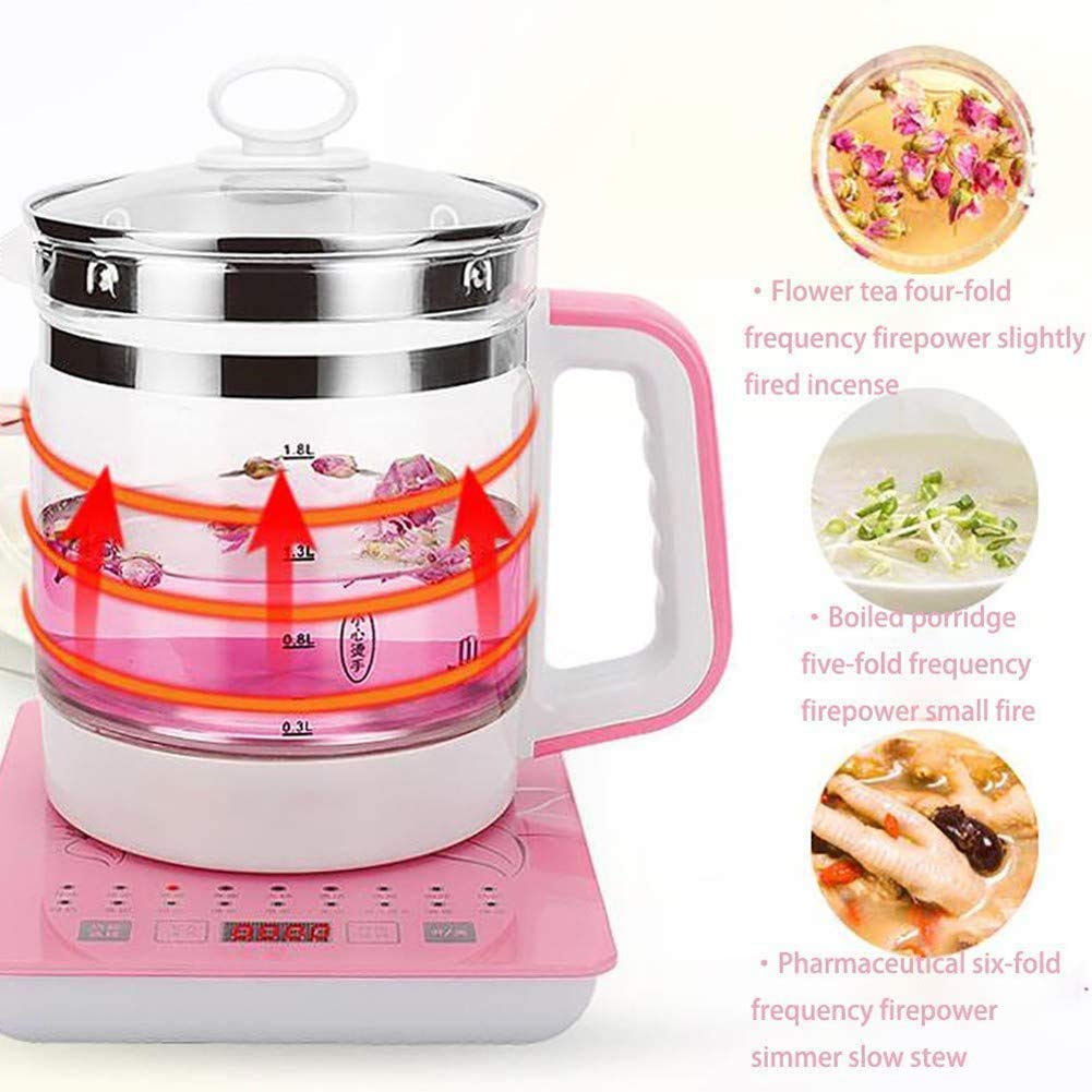 ADITAM Hervidor de Agua eléctrico 1,8 l, Tetera de Cristal, Tetera multifunción, Tetera eléctrica de Cristal espesante automático, Tetera Double The Comfort