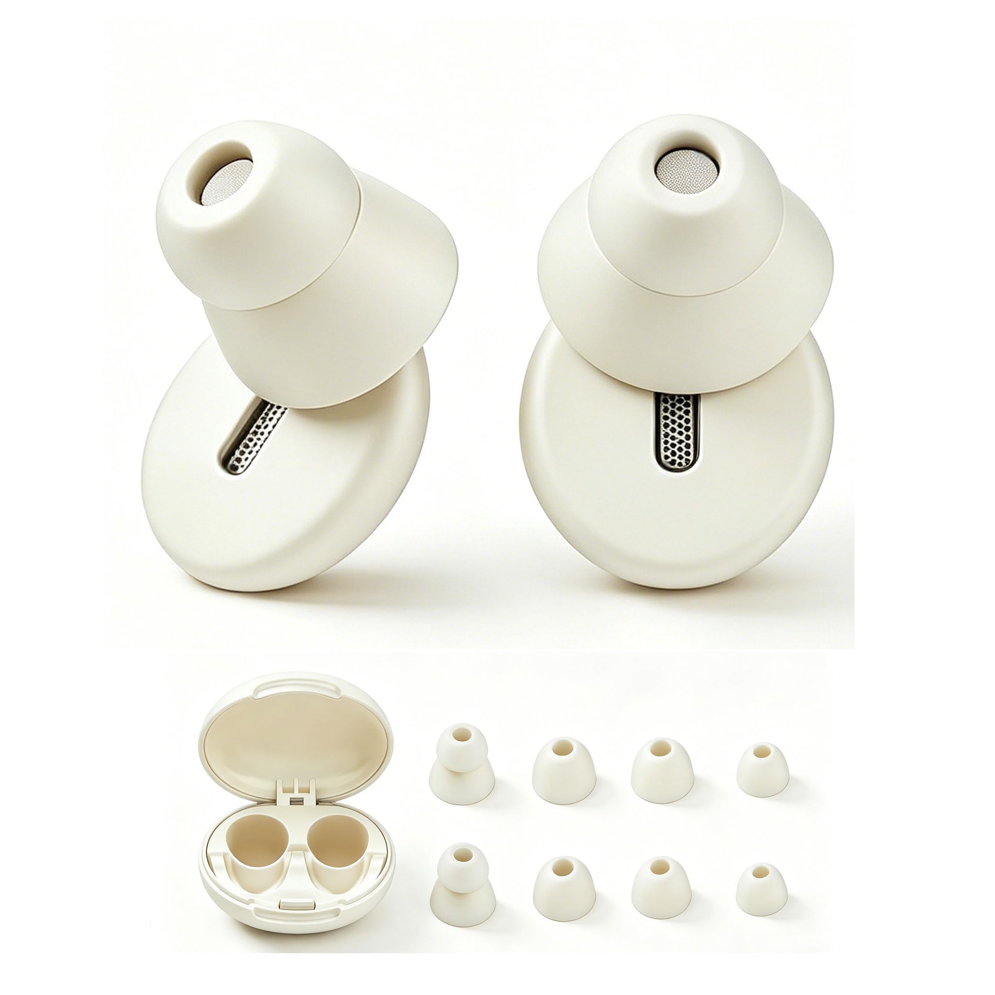 Tapones para los oídos transpirables para dormir con cancelación de ruido, reducción de ruido, ronquidos, conciertos, viajes en avión, 2,8 g de peso, tapones de silicona reutilizables (blanco)