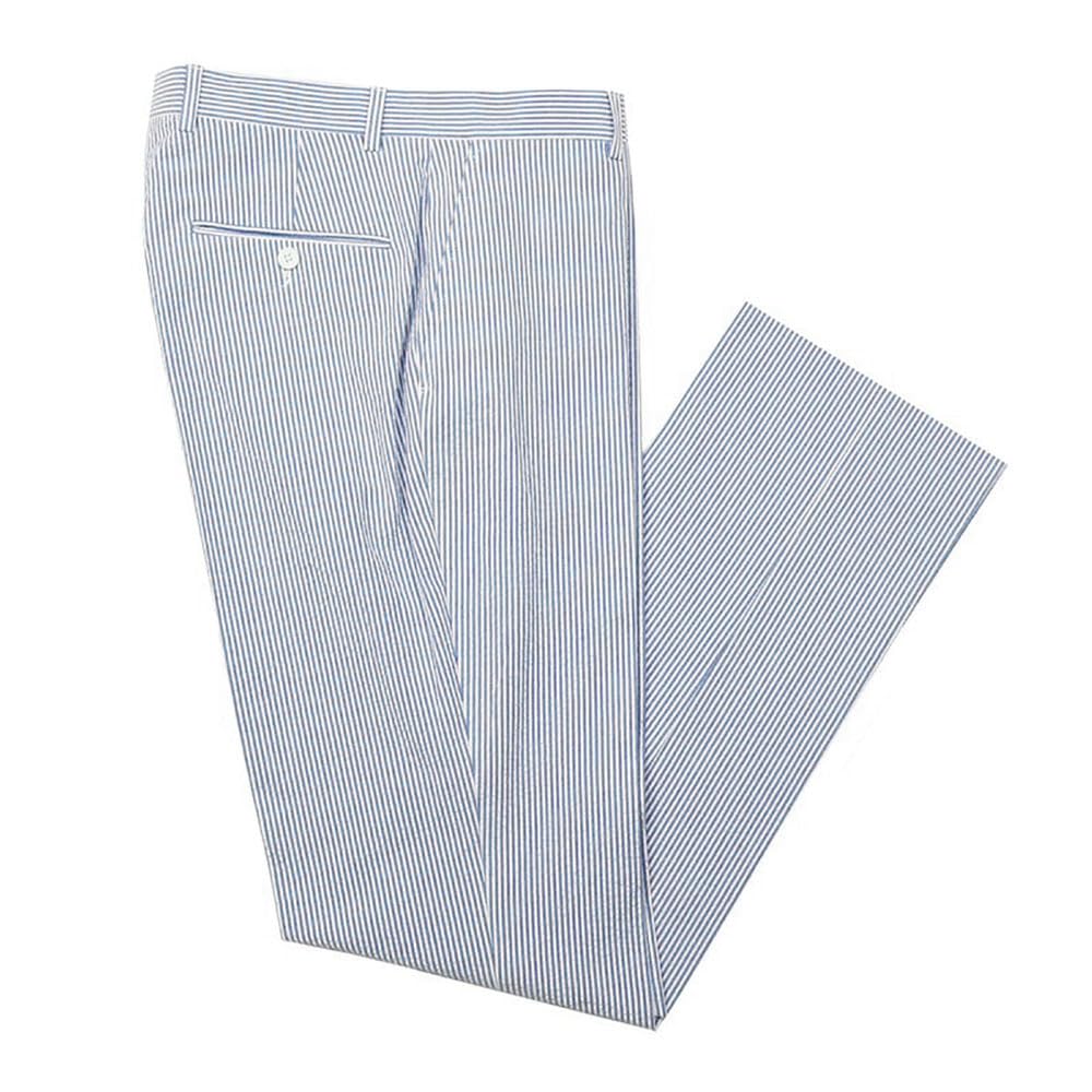 Mens Summer Slacks Grey Seersucker Trousers