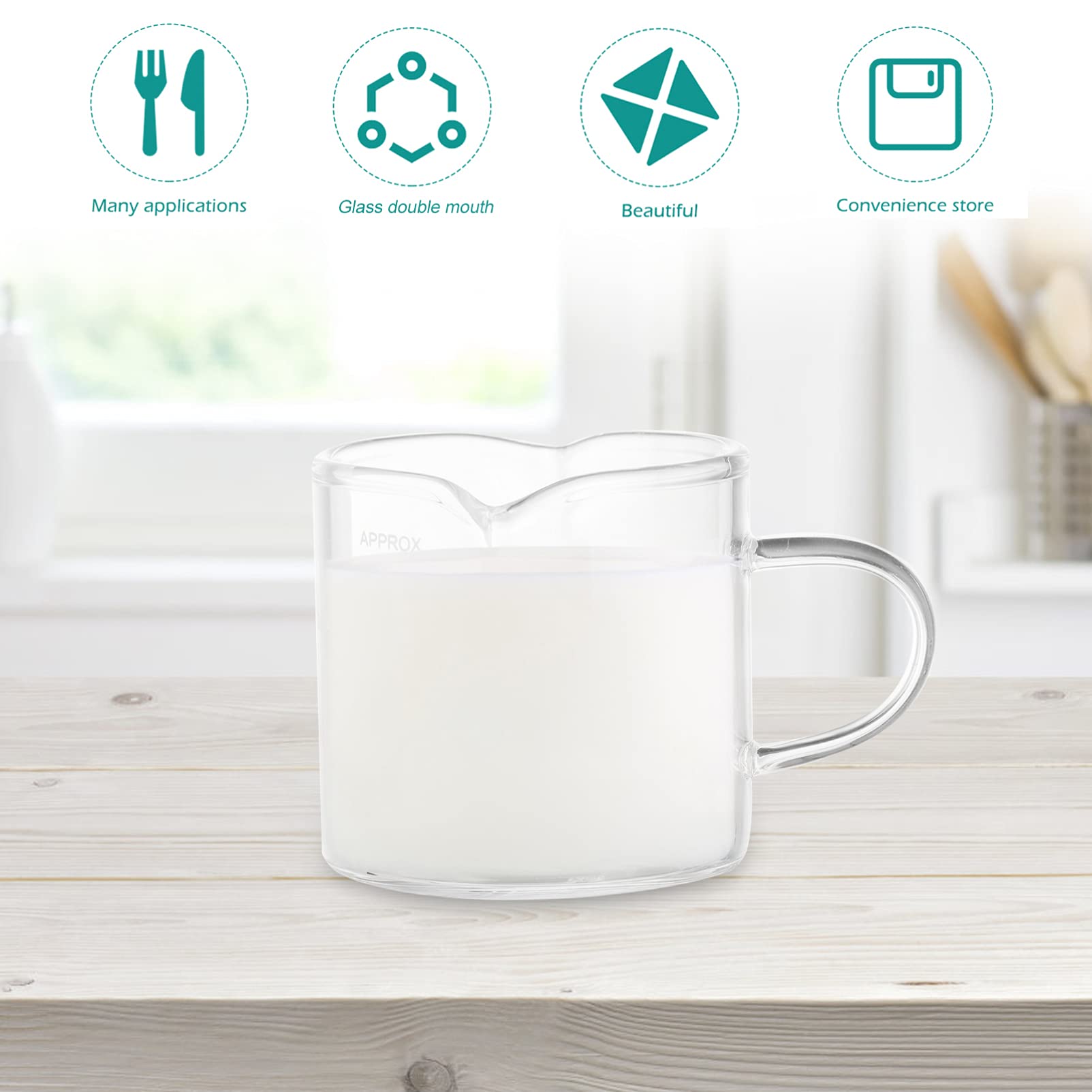 Jarra con Boquilla para Restaurante Transparente de Triple Uso práctica para Hacer Leche báscula Jarra Vasos Naturales para espumar Tienda Muestra,Transparente