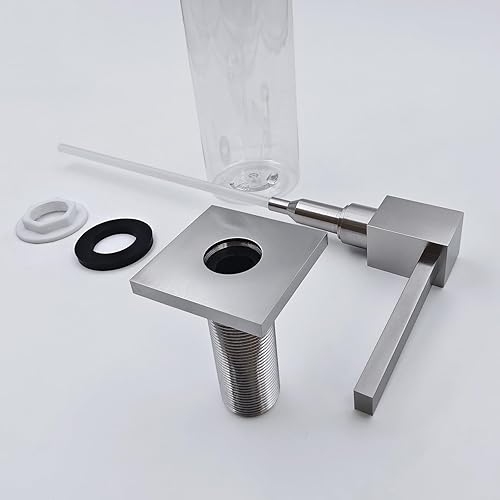 Miniatura 4 de Dispensador de jabón integrado de latón para cocina, dispensador de jabón de fregadero montado en la cubierta de níquel cepillado con botella de PET