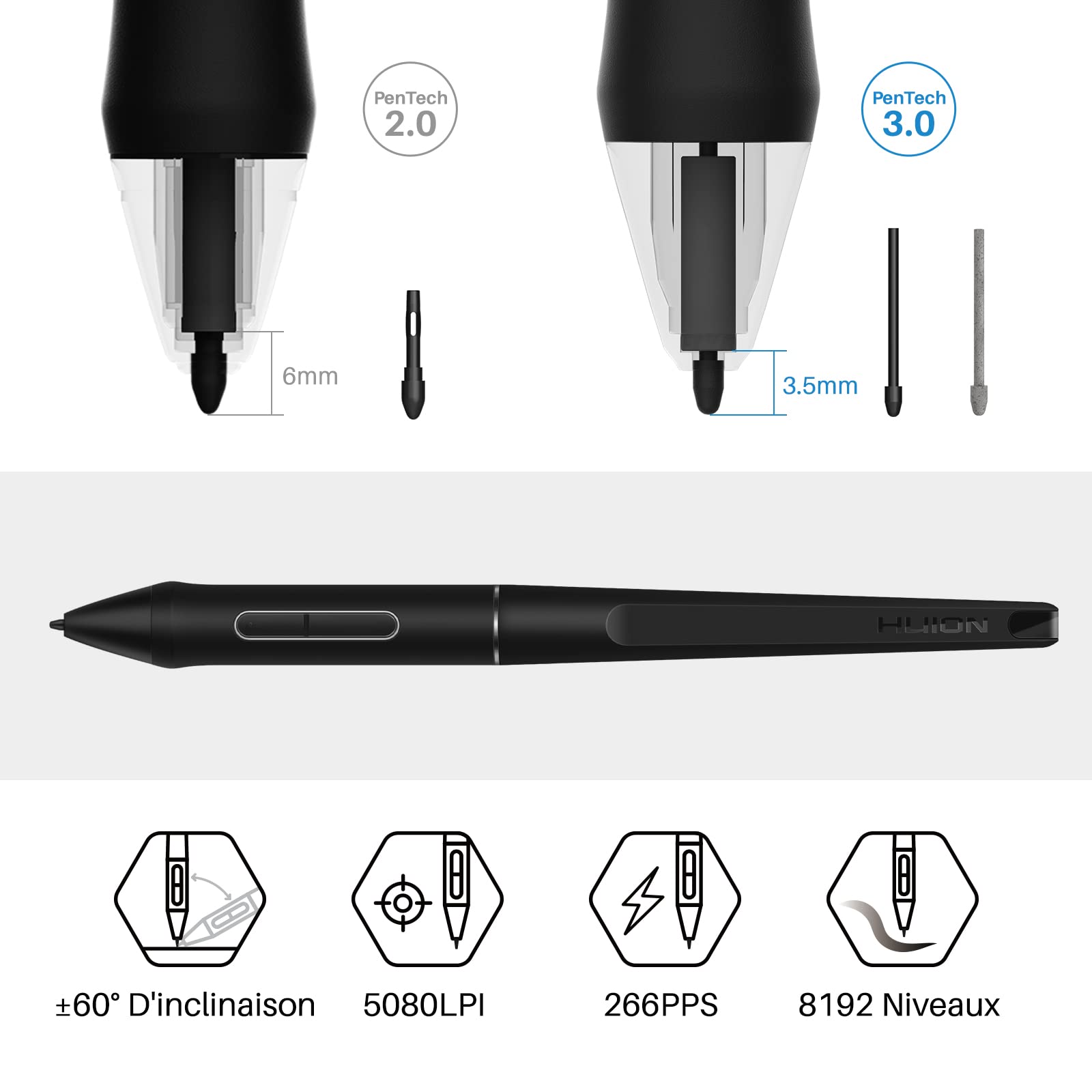 HUION Inspiroy Giano G930L Tablette Graphique sans Fil, Tablette de Dessin Numérique Con Bluetooth 5.0, avec Stylet Passif + 6 Touches de Raccourci, Compatible avec Windows Mac Android Chrome OS