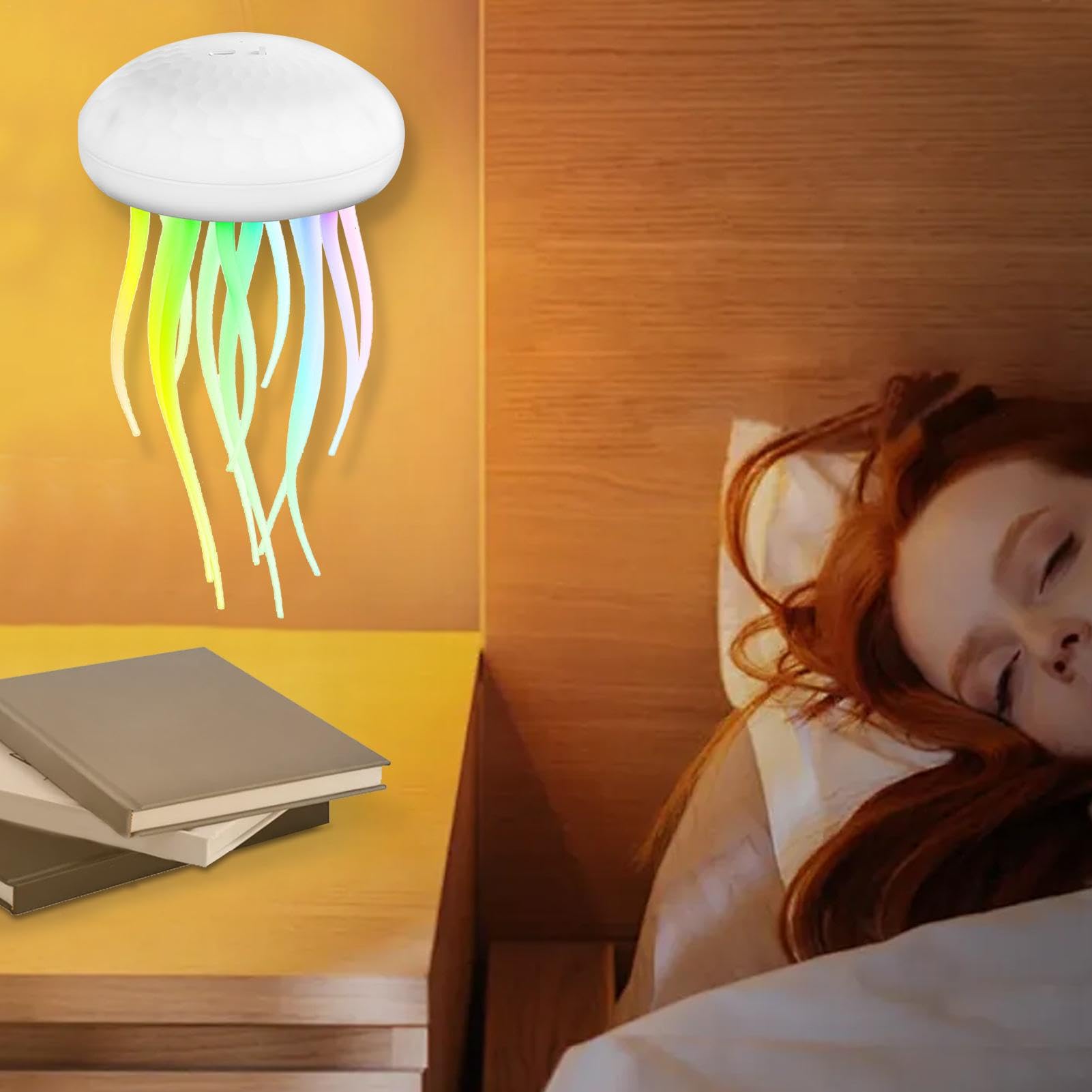 Luce notturna a LED con, lampada con Lampada luminosa per ad attivazione | Luce notturna a LED carina, lampada medusa ricaricabile da 1000 mAh, lampada da comodino medusa RGB per soggiorno c