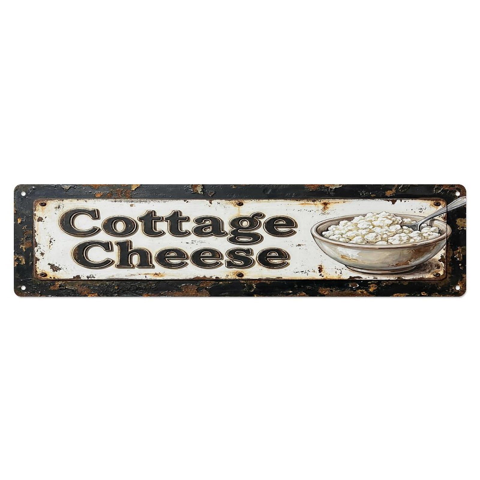 Vintage Cottage Cheese Curds Farmhouse Metal Tin Sign
