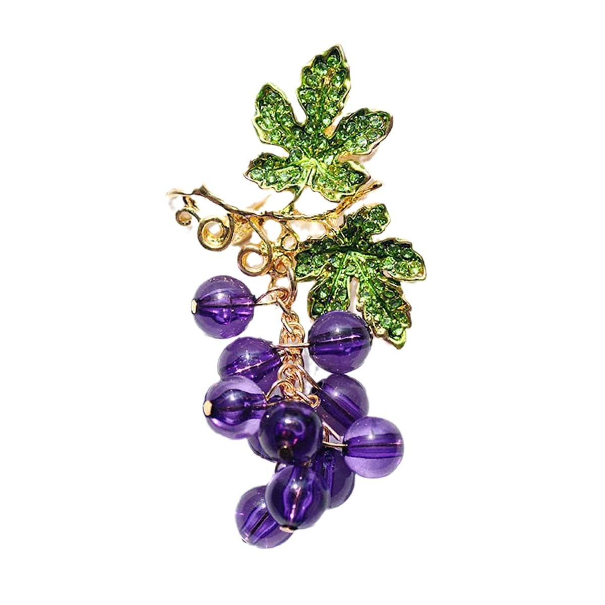 Grape String Rhinestone Anti Running Corsage Pin Brooch For Clothing-image-44