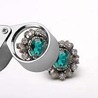Vista 7 de Othmro 2 lupas Jewelers de 10 unidades, diámetro de 0.83 pulgadas, lupa de joyería iluminada de metal, lupa plegable de bolsillo, mini microscopio