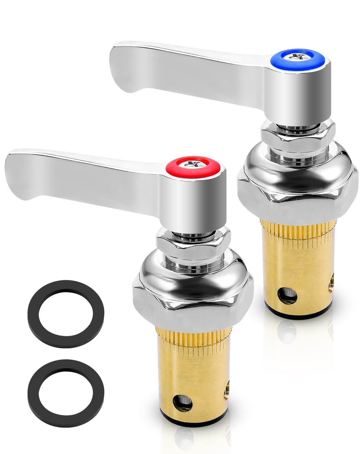 Conjunto de vástago de mango apto para todos los grifos de latón T&S, válvula de montaje de husillo lateral azul frío y rojo caliente, pieza de repuesto sustituye a 002713-40 002714-40
