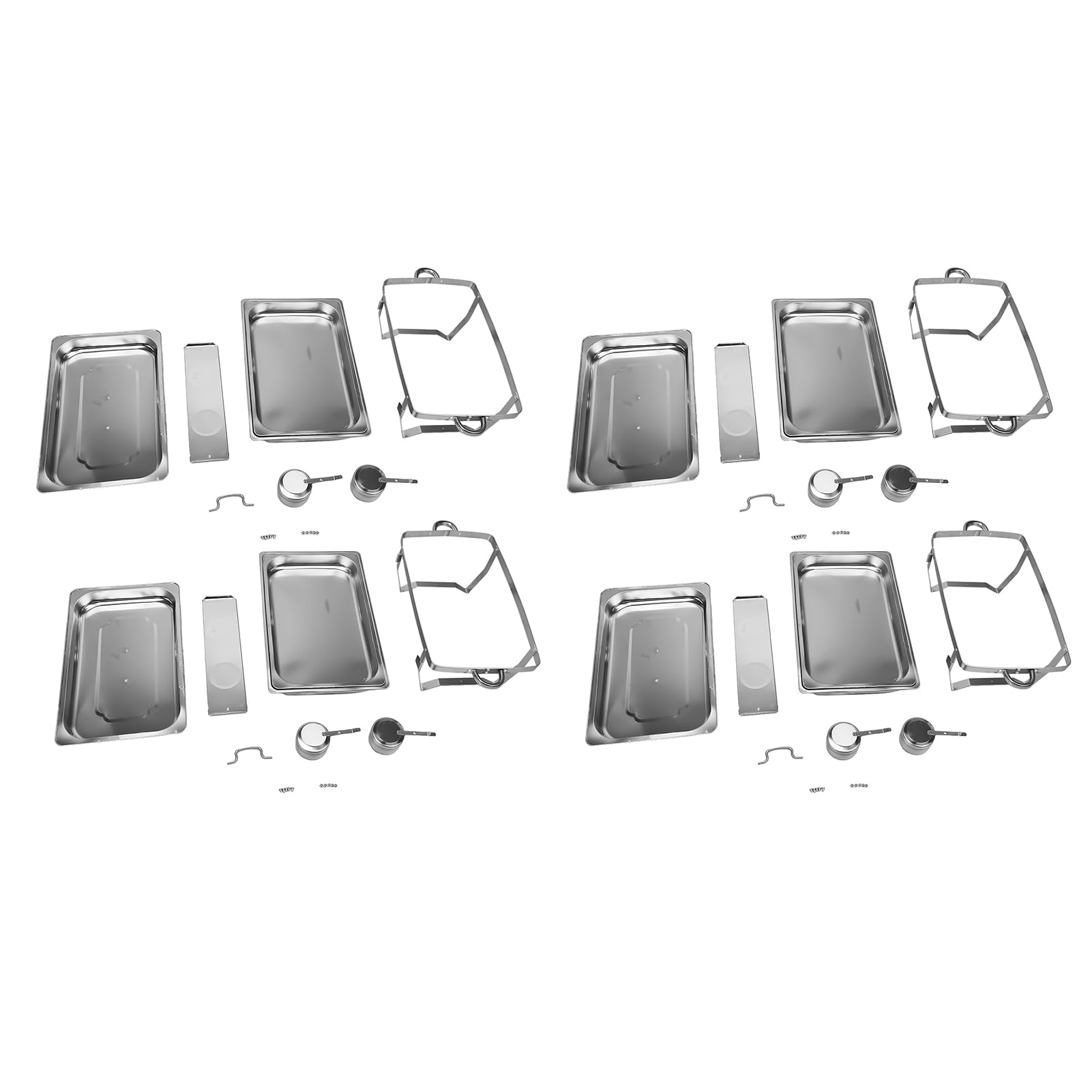 Luocute Chafing Dish de Acero Inoxidable, Juego de Buffet Cuadrado (4PCS) | Construcción dividida de cuerpo completo, fácil de limpiar, bandeja profunda, bordes lisos, para buffet de hotel de