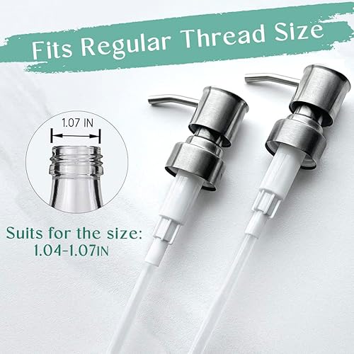 Miniatura 9 de JASAI Dispensador de jabón duradero de acero inoxidable 304, repuesto de bomba de jabón a prueba de óxido para botella de boca regular, (paquete de