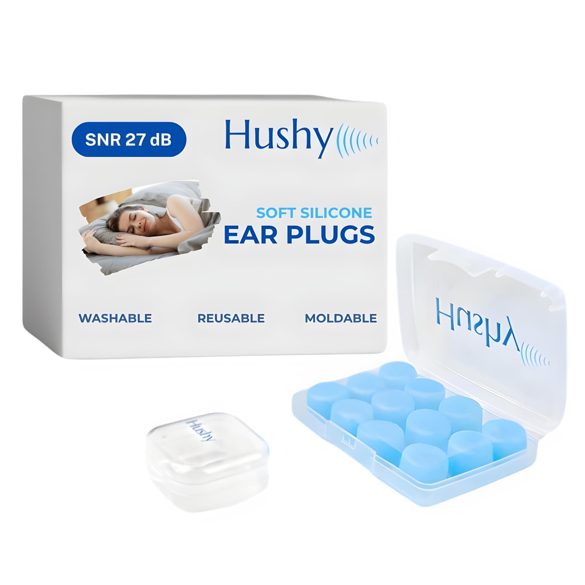 Hushy EarPlugs for Sleeping, 6 Pairs|Ultra Soft 27dB Noise Cancelling Ear Plugs for Sleep,...