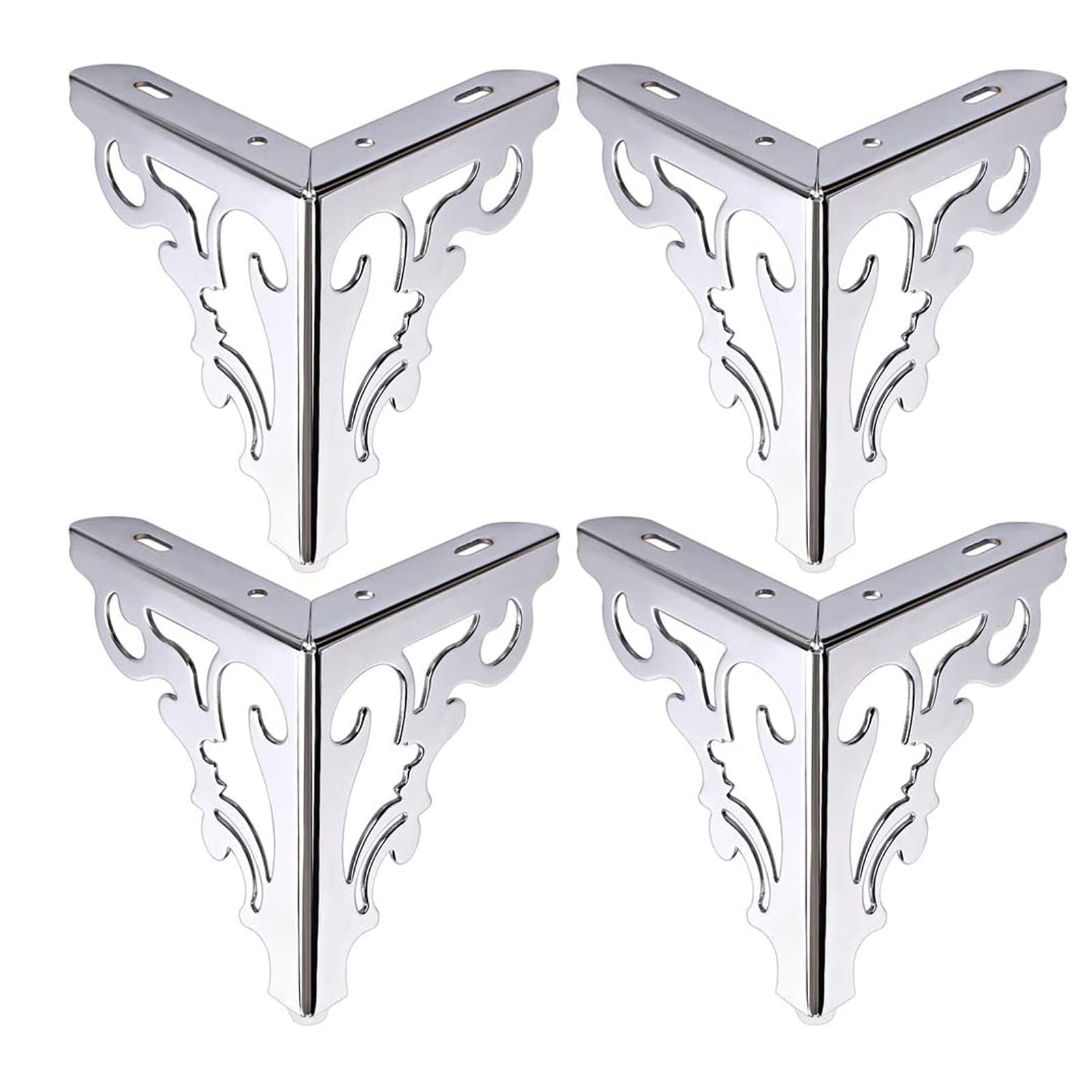 SRHIMEOS Pieds De Meubles en Métal, Lot de 4 Pieds De Table à Fer avec Vis,Remplacement Pieds De Lit Métallique pour Canapé Chaise Cabinet Fauteuil Armoire Meuble TV (Silver Height 12cm/4.72in)