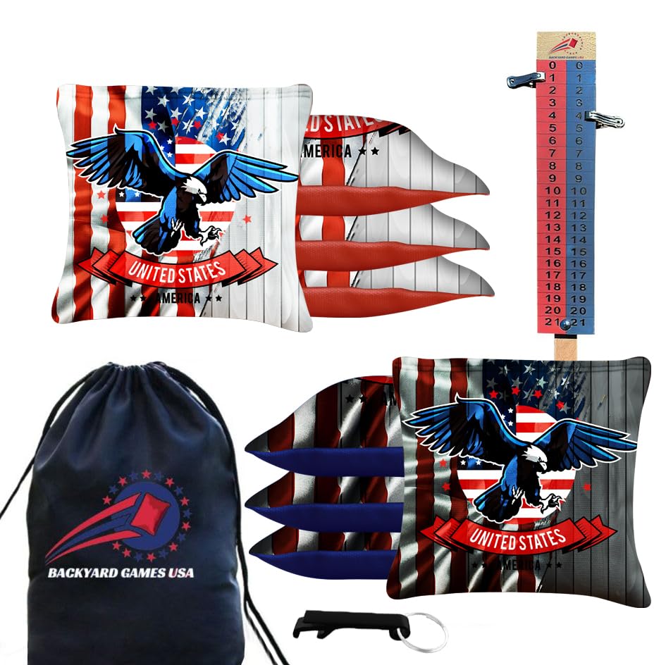 CornholeGamesUSA Tournament Cornhole Bags Sets of 8 Regulation Professional, Tournament Slick n Stick Corn Hole Beans Bags for Cornhole Games