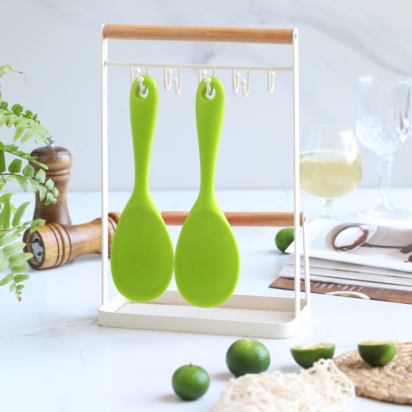 Cucchiai Da Riso In Silicone Honnesserry - 2 Pezzi Antiaderenti Per Cucina, Rosso - Foto 4