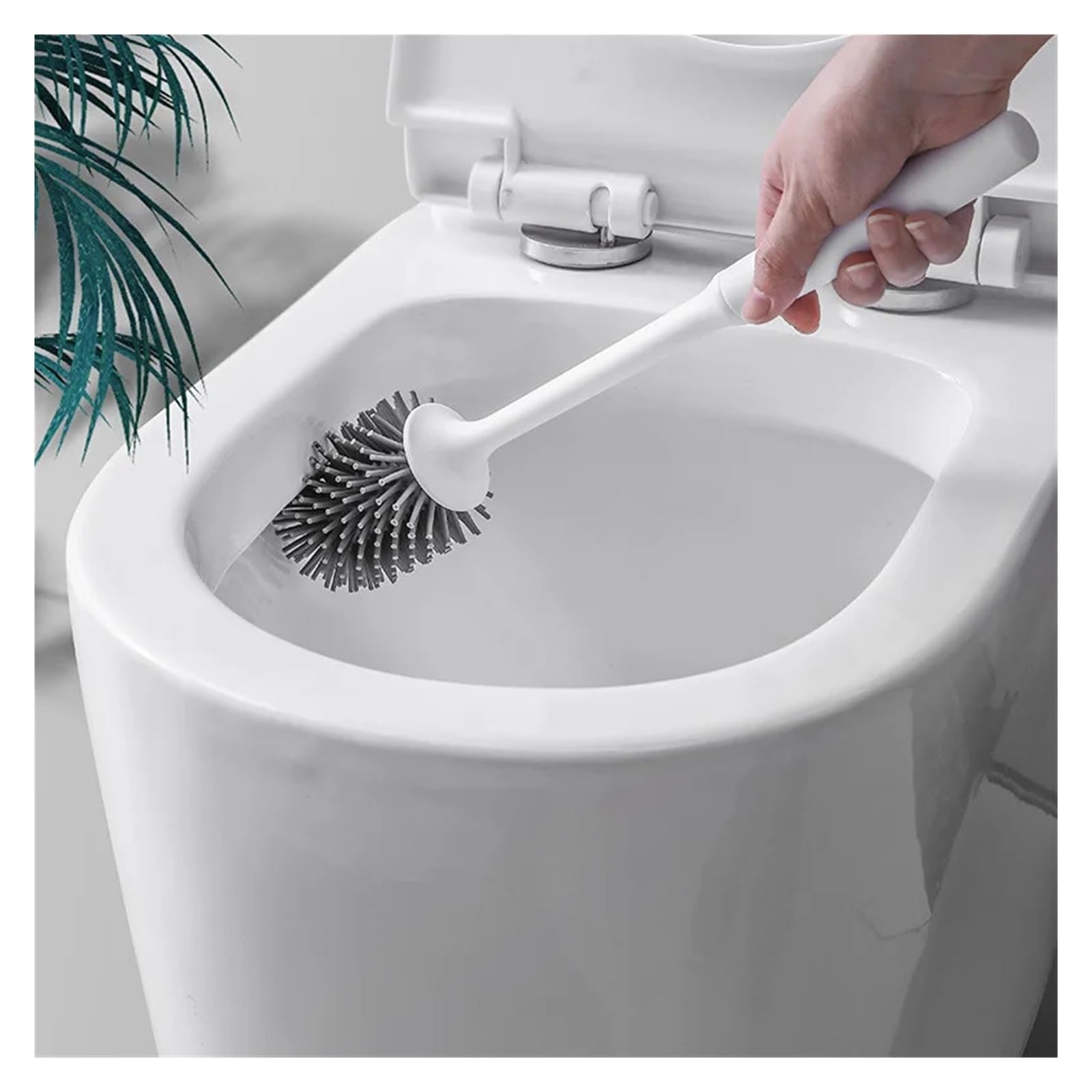 Klobürste Toilettenbürste mit Silikonkopf | Wandmontierte Reinigungs-Badezimmerzubehör-Sets mit langem Griff(Floorstanding Gray)