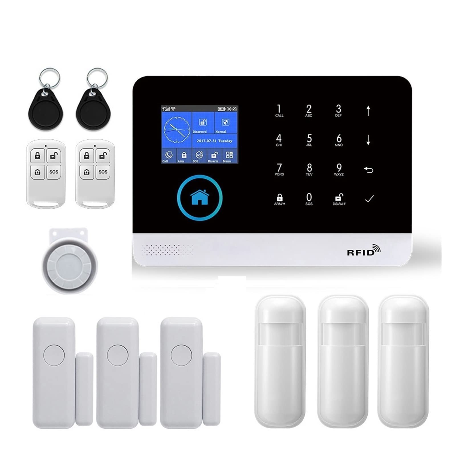 Sin Cuotas Mensuales Alarma for el hogar inalámbrica 4G de alarma seguridad for for la aplicación Tuya con Sensor movimiento for mascotas Detector humo Gas(C)
