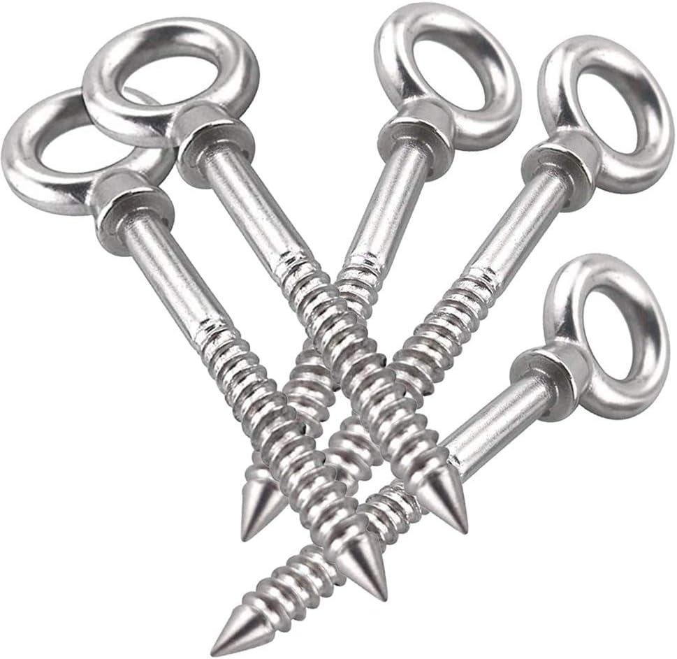 M-TOP5 Pack 304 Stainless Steel Eye Screws Durable Eye Hooks Screw in Heavy Duty Perfect for Hammock Stand,Yoga,Swing Chair (Load Capacity 650lbs)