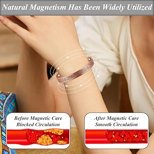 Miniatura 3 de Vicmag Pulsera magnética de cobre para mujer, pulseras magnéticas ultra fuertes, 99.9% de cobre puro, imanes fuertes, regalo ajustable