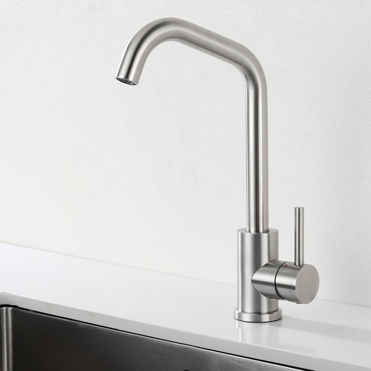 Robinet Cuisine Acier Inoxydable Brossé Mitigeur Evier Haute Pression Pivotant 360° Eau Chaud Froid Cartouche Céramique