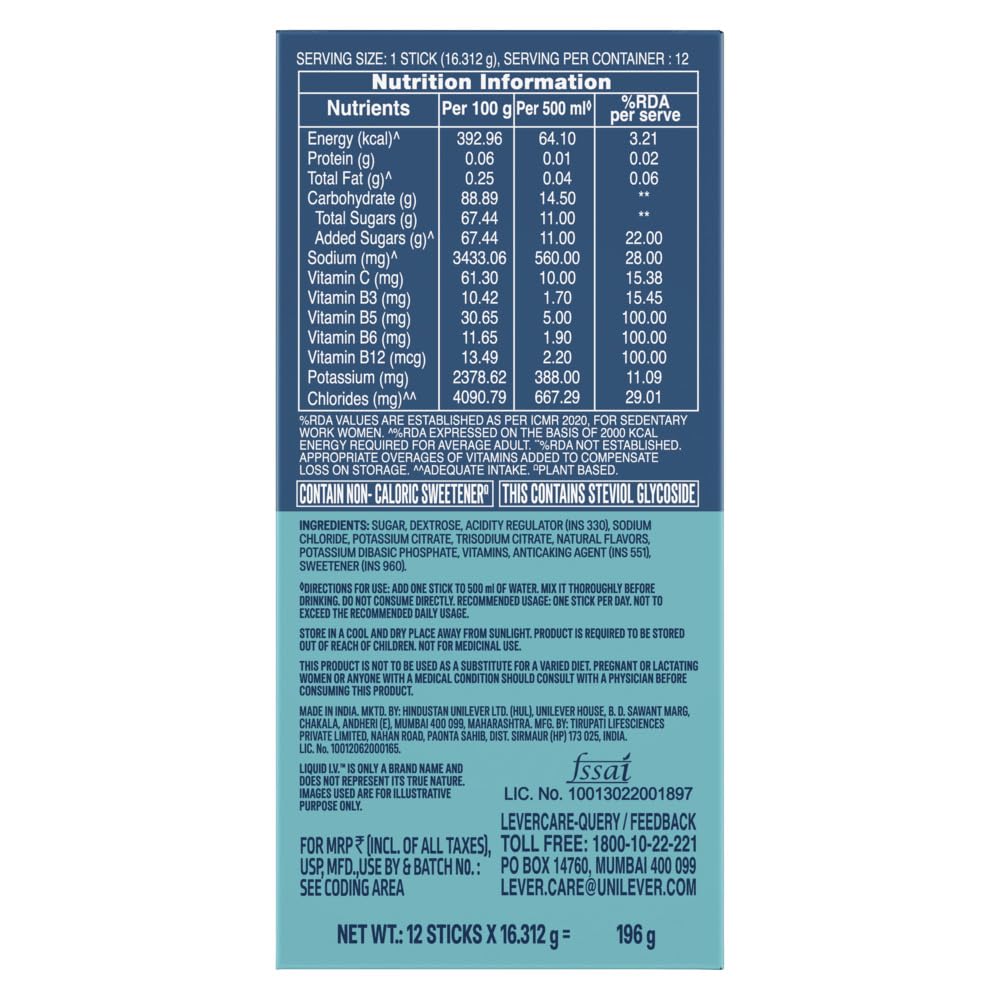 Liquid I.V. Hydration Multiplier – Acai Berry | Hydration Drink Mix Powder 16 g | Pack of 12 | Sodium & Potassium | Easy-Mix Sticks | No Artificial Sweeteners — Amazon image 13