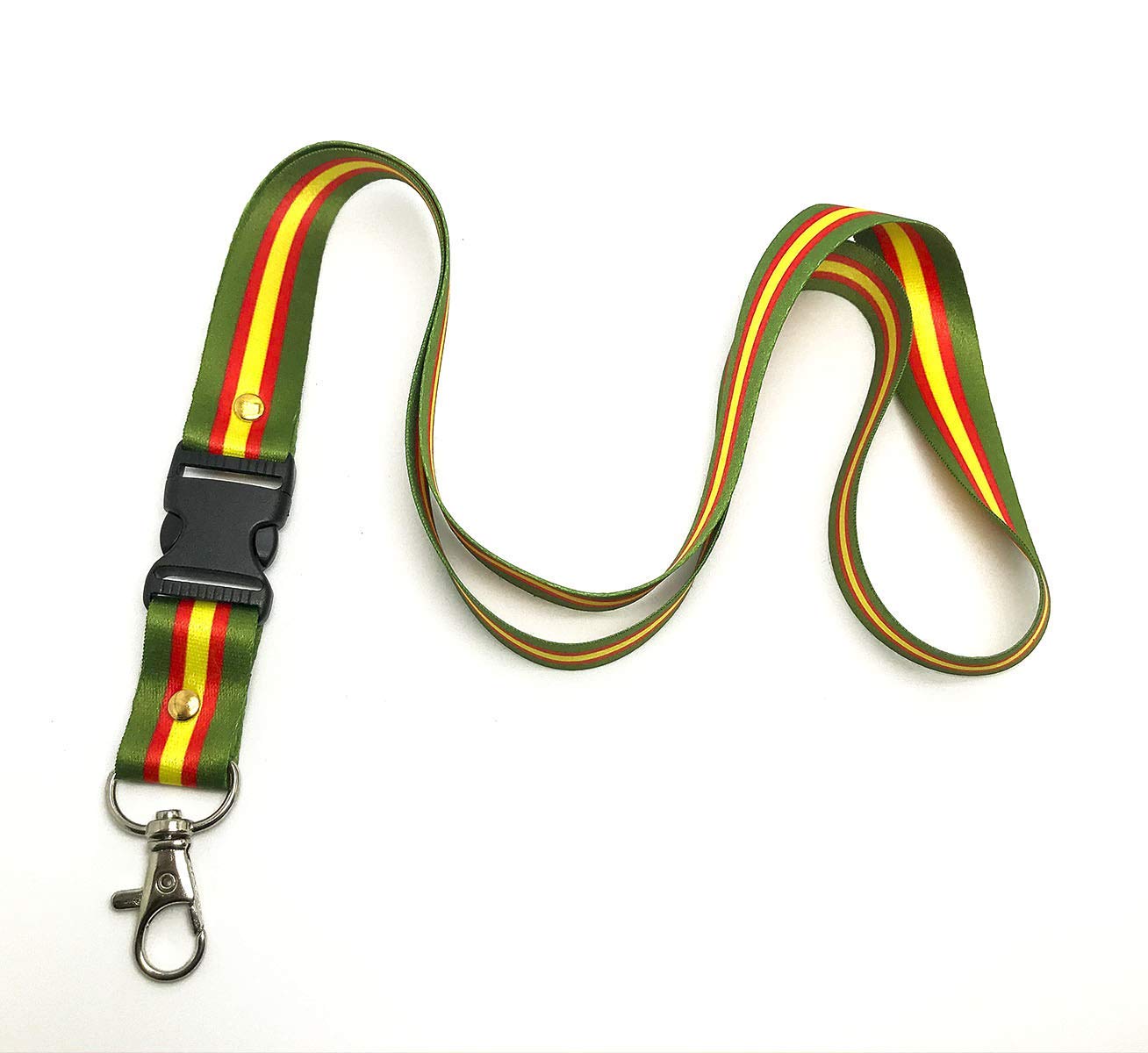 TARJA 73 - Lanyard con Llavero Extraíble - BANDERA de ESPAÑA - Cinta Cuello Porta Llaves con la Bandera de España - Regalo Original (Verde Militar)