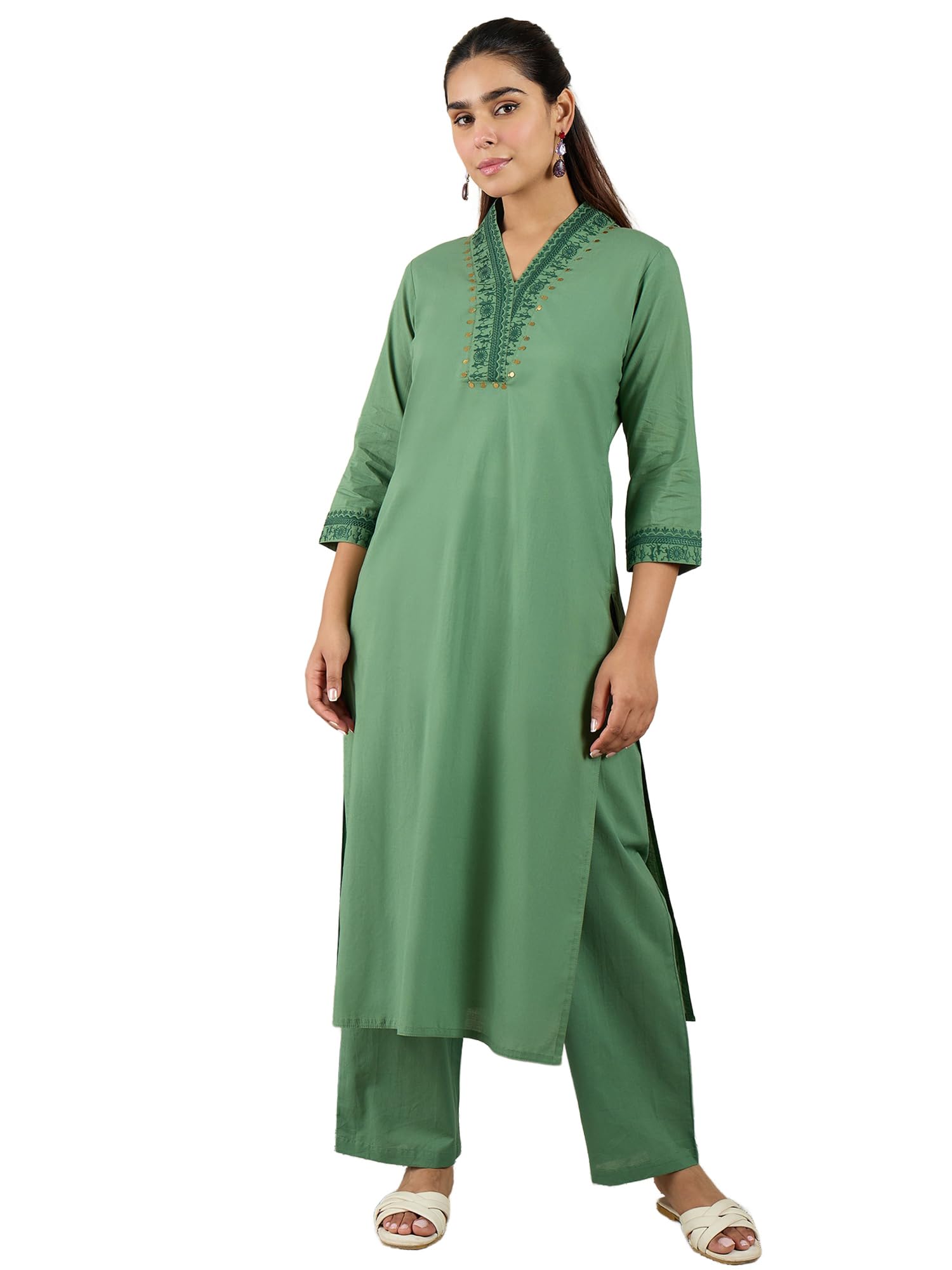 indo era Women's Cotton Ethnic Co-Ord Set | Kurta Pant Set | Stylish Cotton Suit Set for Women,11317-picture-39
