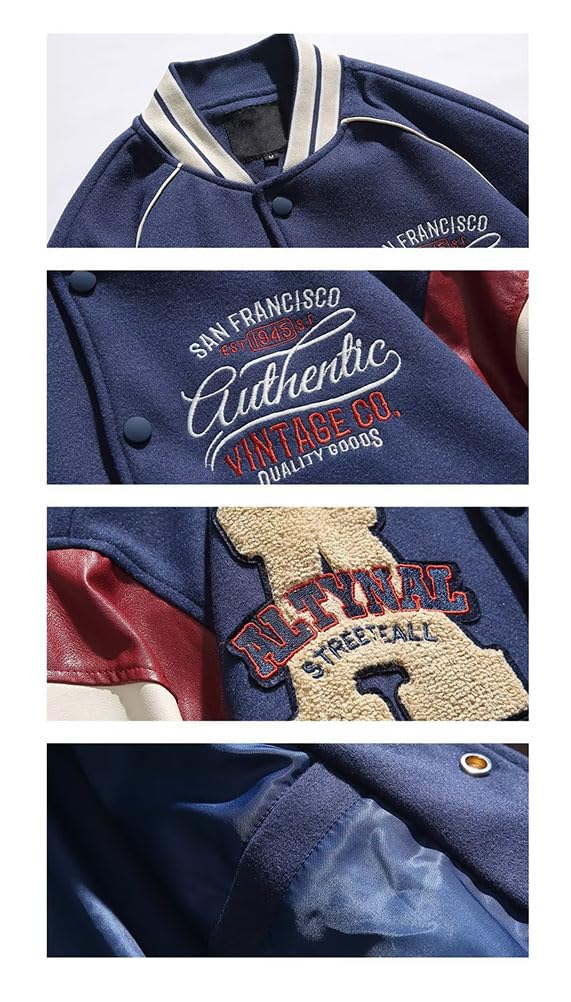 Veste De Baseball Unisexe Vintage Manteau Homme Femmes Y2K 90S College Jacket Veste Casual Blouson Oversized Bomber Veste De Survêtement Streetwear Pour Automne