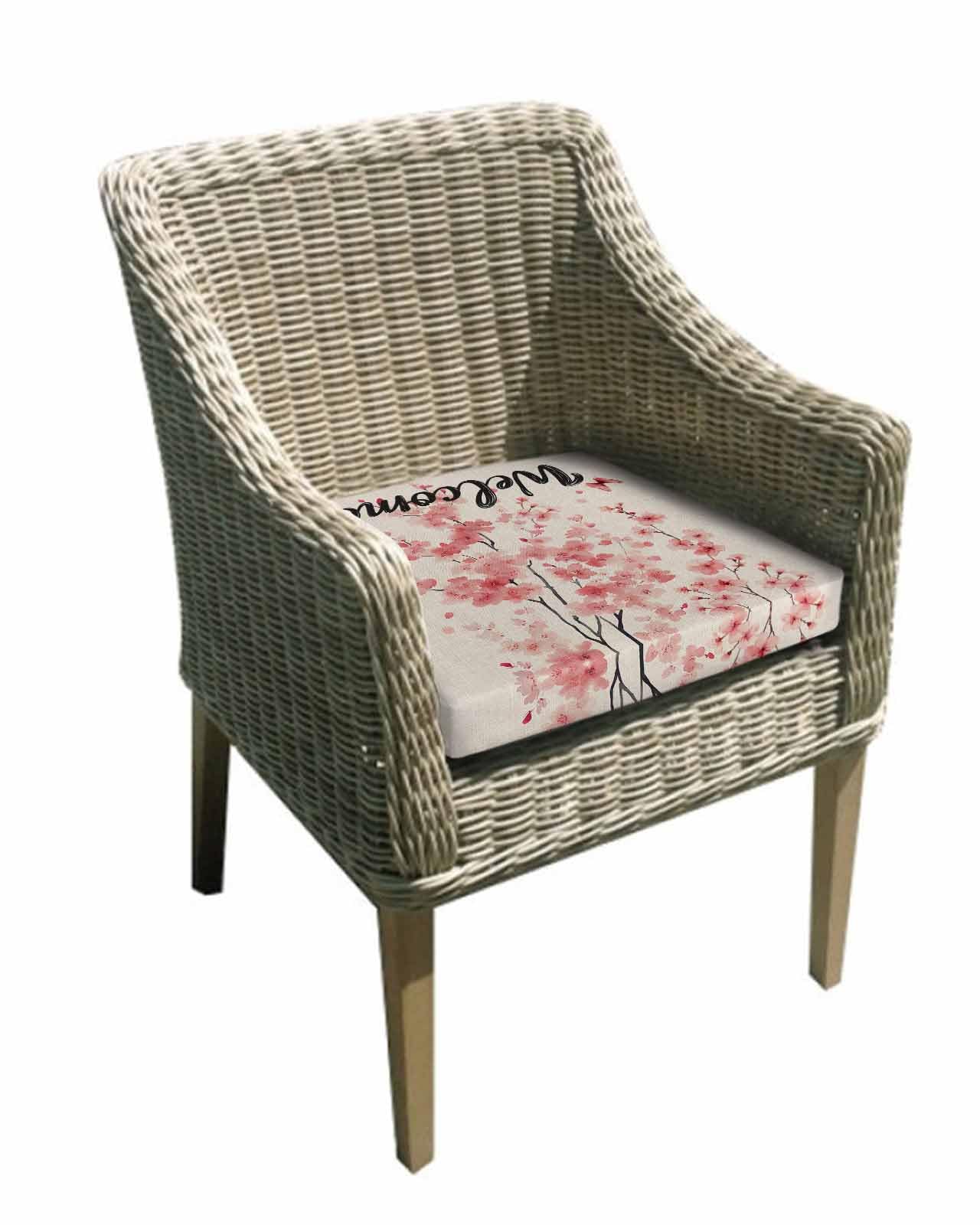 Hokiten Pink Floral Outdoor Cushion Chair Cover Set of 4 - Waterproof Couch Seat Covers, Spring Pastoral Botanical Blossom Retro Patio Furniture Protector Cushions Slipcovers for Sofa/RV, 20