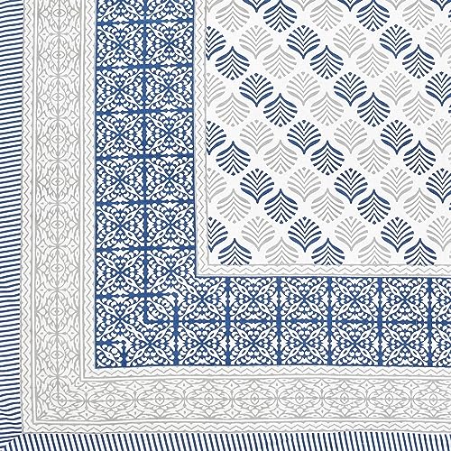 Image of BLOCKS OF INDIA 200Tc Diwan Set Cotton 8 Piece | Deewan Printed Bedsheet Sets For Living Room Hall (Set Of 8 Piece, 1-Bed Sheet | 2-Bolster Cover | 5-Cushion Cover (Color 19), Multicolor
