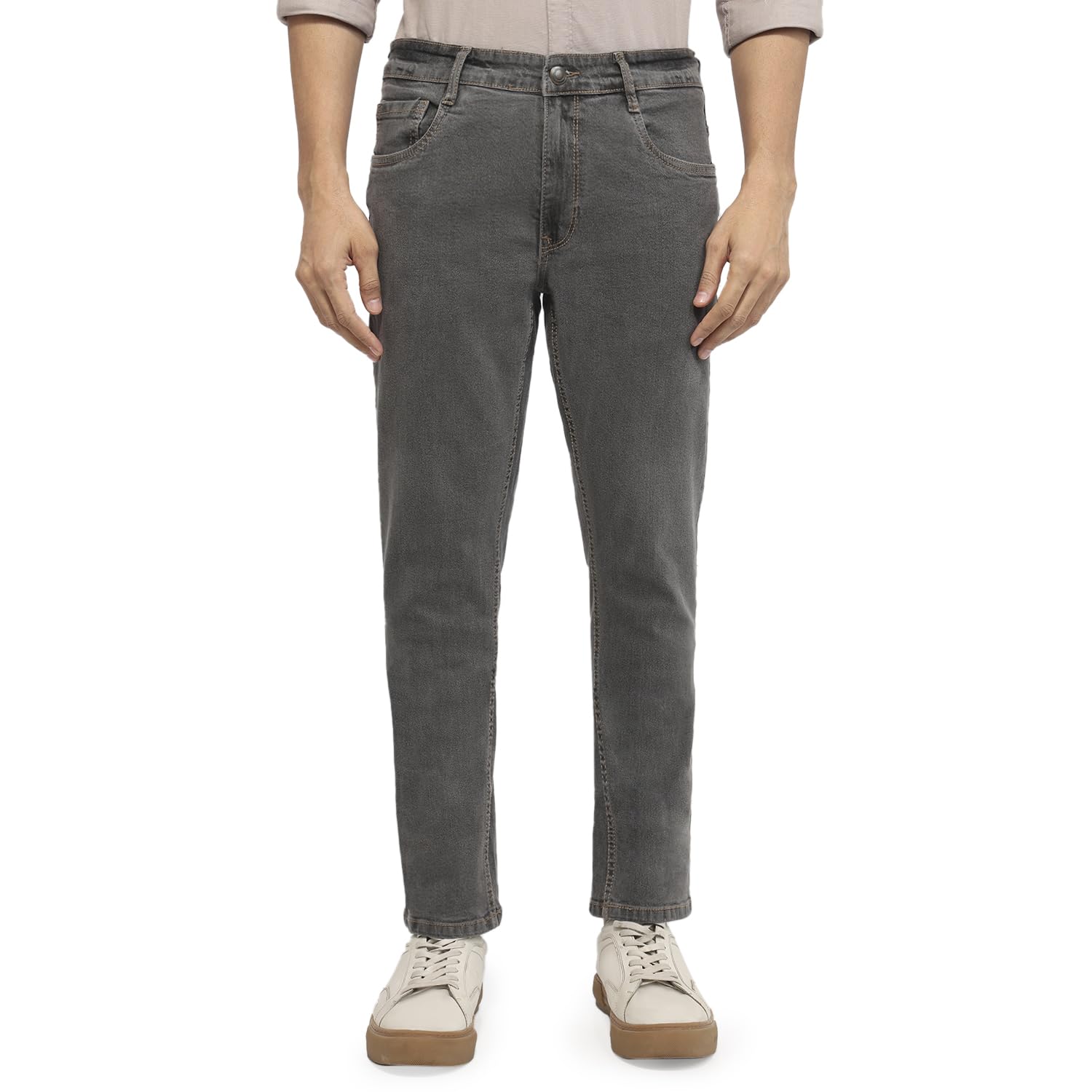 parx Men Low Rise Tapered Fit Twill Pattern Cotton Blend Flat Front Casual Jeans-picture-17
